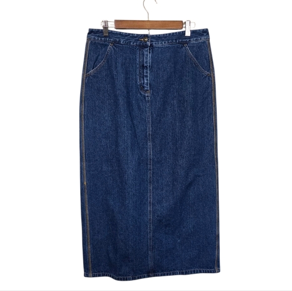 Vintage Blue Denim Midi Skirt - Picture 1 of 7